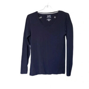 Croft and Barrow Classic Tee Long sleeve Shirt 100% Cotton Small Navy